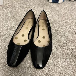 Black Boden suede and patent flats.  Size 7.  Worn once.